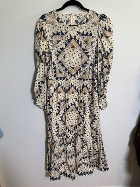 Othilia Anthropologie Patchwork Prairie Dress Cottagecore Lace Trim Boho Size M